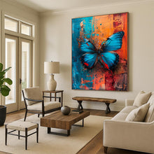 Load image into Gallery viewer, Vibrant Abstract Butterfly Art, Blue &amp; Color - Splashed Painting for Bohemian Living Room &amp; Nature - Lover’s Studio LargeART2194

