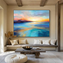 Load image into Gallery viewer, Vibrant Sunset Over the Ocean Abstract acrylic painting DLZ069
