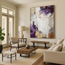 Load image into Gallery viewer, “Purple - Gold Abstract Elegance” Abstract Painting on Canvas, Sophisticated Art DKH1009
