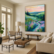 Load image into Gallery viewer, Lavender Valley at Sunset Abstract Art, Suited for Romantic Living Room &amp; Relaxing Reading Nook LargeART2015
