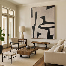 Load image into Gallery viewer, Hand - painted Extensive Black - White Geometric Abstract Acrylic Art for Modern Offices LargeART0098
