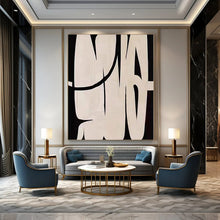 Load image into Gallery viewer, Black &amp; White Bold Forms Abstract Canvas Painting, Ideal for Industrial - Chic Loft &amp; Modern Entryway LargeART1119
