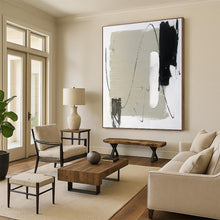 Load image into Gallery viewer, Large - Scale Minimalist Gray - Black Abstract Art - Ideal for Serene Bedroom &amp; Modern Office Lounge LargeART0800

