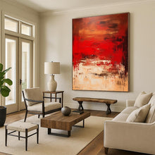 Load image into Gallery viewer, Large - Scale Intense Red Abstract Art for Luxury Hotel Lobby &amp; Dramatic Home Office LargeART0482
