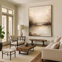 Load image into Gallery viewer, “Tranquil River at Sunset in Neutral Tones” - Beige, Grey, Brown Abstract Art on Canvas DKH1253

