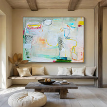 Load image into Gallery viewer, Line - Filled Abstract Painting with Soft Tones for Bohemian Living Room &amp; Creative Studio DKH071
