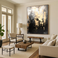 Load image into Gallery viewer, Black, Gray, and Gold Abstract Drip Acrylic Art - Ideal for Luxe Home Office &amp; Sophisticated Lounge LargeART0622
