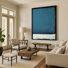 Load image into Gallery viewer, Blue, White &amp; Black Color - Blocked Abstract Painting, Ideal for Modern Office &amp; Calm Reading Nook LargeART1953
