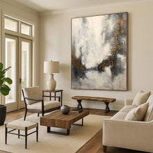 Load image into Gallery viewer, Large - Format Gray - Gold Abstract Mist Acrylic for Industrial - Chic Loft &amp; Calming Reading Nook LargeART0348
