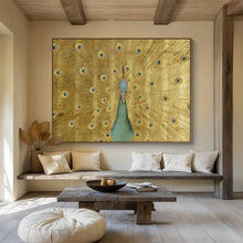 Load image into Gallery viewer, Ornate Peacock Painting on Canvas - “Golden Plumage” DKH740

