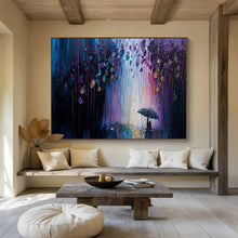 Load image into Gallery viewer, Rainy Night “Colorful Downpour” Painting on Canvas, Romantic Weather Art DKH876
