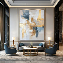Load image into Gallery viewer, Neutral and Gold Abstract Composition Canvas Painting, Ideal for Modern Living Room &amp; Refined Conference Room LargeART1242
