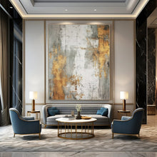 Load image into Gallery viewer, Gray, Gold &amp; White Abstract Canvas Painting 2, Great for Industrial - Chic Bedroom &amp; Modern Hallway LargeART1271
