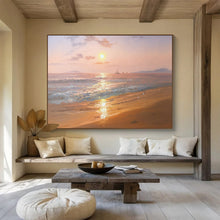 Load image into Gallery viewer, “Sunset Seaside with Sailboats” - Impressionistic Abstract Acrylic, Ideal for Beach House and Coastal Bedroom DLZ269
