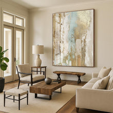 Load image into Gallery viewer, Large - Scale Beige - Blue Abstract Textured Art for Living Room &amp; Hotel Lobby LargeART0434
