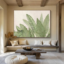 Load image into Gallery viewer, Hand - painted Green Leaf Relief Acrylic Art for Nature - Inspired Bathroom Decor LargeART1652

