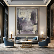 Load image into Gallery viewer, Purple and Gray Abstract Art for Bohemian - style Living Room &amp; Artsy Wine Bar LargeART0948
