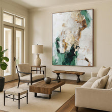 Load image into Gallery viewer, “Green - Gold Abstract Fusion” Abstract Painting on Canvas, Nature - Inspired Decor DKH1008
