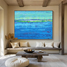 Load image into Gallery viewer, Hand - painted Large - dimension Colorful Blue Landscape Acrylic Art for Vibrant Living Rooms LargeART1793
