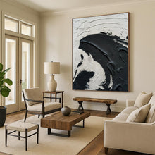 Load image into Gallery viewer, “Bold Contrast Swirl” – Thick black and white impasto, large swirling motion, deep texture DTP389

