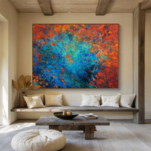 Load image into Gallery viewer, Vibrant Abstract Painting on Canvas - “Blue and Orange Fusion” DKH723
