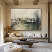 Load image into Gallery viewer, Hand - painted Gray and Green Abstract Landscape Acrylic Art for Calming Library Reading Nooks LargeART1722
