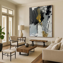Load image into Gallery viewer, Large Gray - Black - Gold Fusion Art - Perfect for Modern Living Room &amp; Luxury Hotel Lobby LargeART0792
