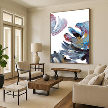 Load image into Gallery viewer, Gilded Floral Whimsy – Blue, Purple, Pink, and Gold Flower - Inspired Abstract DTP199
