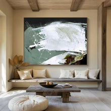 Load image into Gallery viewer, Bold White and Green Abstract Abstract acrylic painting DLZ133
