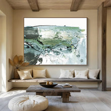 Load image into Gallery viewer, Green and Gray Abstract Fusion Abstract acrylic painting DLZ139
