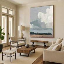 Load image into Gallery viewer, “Cloudy Sky Minimalist Landscape” - Subtle Toned Nature Art on Canvas DKH1430
