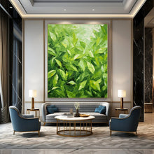 Load image into Gallery viewer, Large - Format Hand - painted Lush Green Leaves Acrylic Art for Botanical - Inspired Living Spaces LargeART0200
