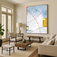 Load image into Gallery viewer, “Abstract Urban Pathways” - Blue, Red, and Yellow Line Art, Abstract Painting on Canvas DKH1092
