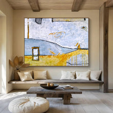 Load image into Gallery viewer, Cool - Hued Geometric Abstract Painting on Canvas DKH563
