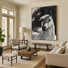 Load image into Gallery viewer, Monochrome Abstract Horse Painting, Dynamic Brushstroke Art for Equestrian Lounge &amp; Rustic Study LargeART2183
