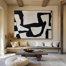 Load image into Gallery viewer, Monochrome Abstract Painting on Canvas - “Black and White Shapes” DKH745
