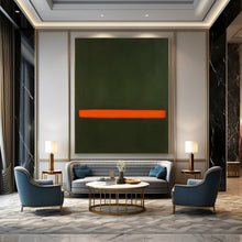 Load image into Gallery viewer, Green - Orange Line Abstract Canvas Painting, Ideal for Minimalist Bedroom &amp; Contemporary Gallery LargeART1191
