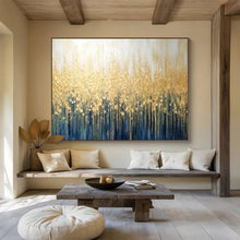 Load image into Gallery viewer, Golden Forest Canopy on Deep Blue Abstract acrylic painting DLZ052
