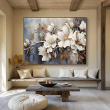 Load image into Gallery viewer, Textured Floral Abstract Painting on Canvas - “Neutral Blooms” DKH707

