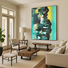 Load image into Gallery viewer, Green Sparkle - Emerald and Gold Abstract Acrylic, Great for Luxury Living Rooms and Upscale Hotel Lobbies DTP038
