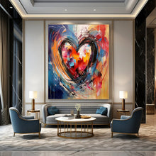 Load image into Gallery viewer, Colorful Heart Abstract Canvas Painting, Perfect for Romantic Bedroom &amp; Art - Filled Wedding Venue LargeART1273

