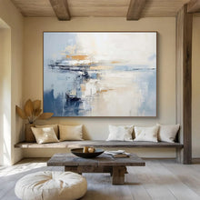 Load image into Gallery viewer, Minimalist Blue and Beige Seascape Abstract acrylic painting DLZ090
