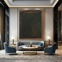 Load image into Gallery viewer, Large - Scale Hand - painted Dark Green Framed Abstract Acrylic Art for Dramatic Dining Rooms LargeART0150
