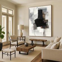 Load image into Gallery viewer, “Monochrome Abstract Gestures” - Black, White, Grey Abstract Art on Canvas DKH1280
