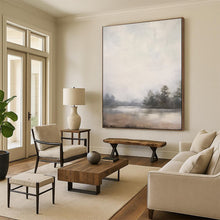 Load image into Gallery viewer, Gray - Beige Abstract Misty Lake Art, Perfect for Cozy Cottage Living Room &amp; Serene Bedroom LargeART2057
