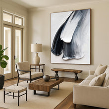 Load image into Gallery viewer, “Black and White Impasto Strokes” - Textured Minimalist Art on Canvas DKH1676
