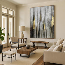 Load image into Gallery viewer, Enormous Gray and Gold Textured Abstract Acrylic for Industrial - Style Home Office &amp; Glamorous Entryway LargeART0321
