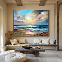 Load image into Gallery viewer, Large - Scale Hand - painted Seaside Sunset Ideal for Living Room Sofa Backdrop LargeART1595
