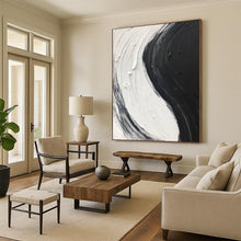 Load image into Gallery viewer, “Black &amp; White Swirl” – Thick, curved black and white impasto strokes DTP376
