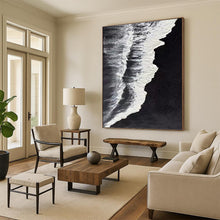 Load image into Gallery viewer, “Monochrome Shoreline” Abstract Coastal Painting on Canvas, Minimalist Decor DKH962
